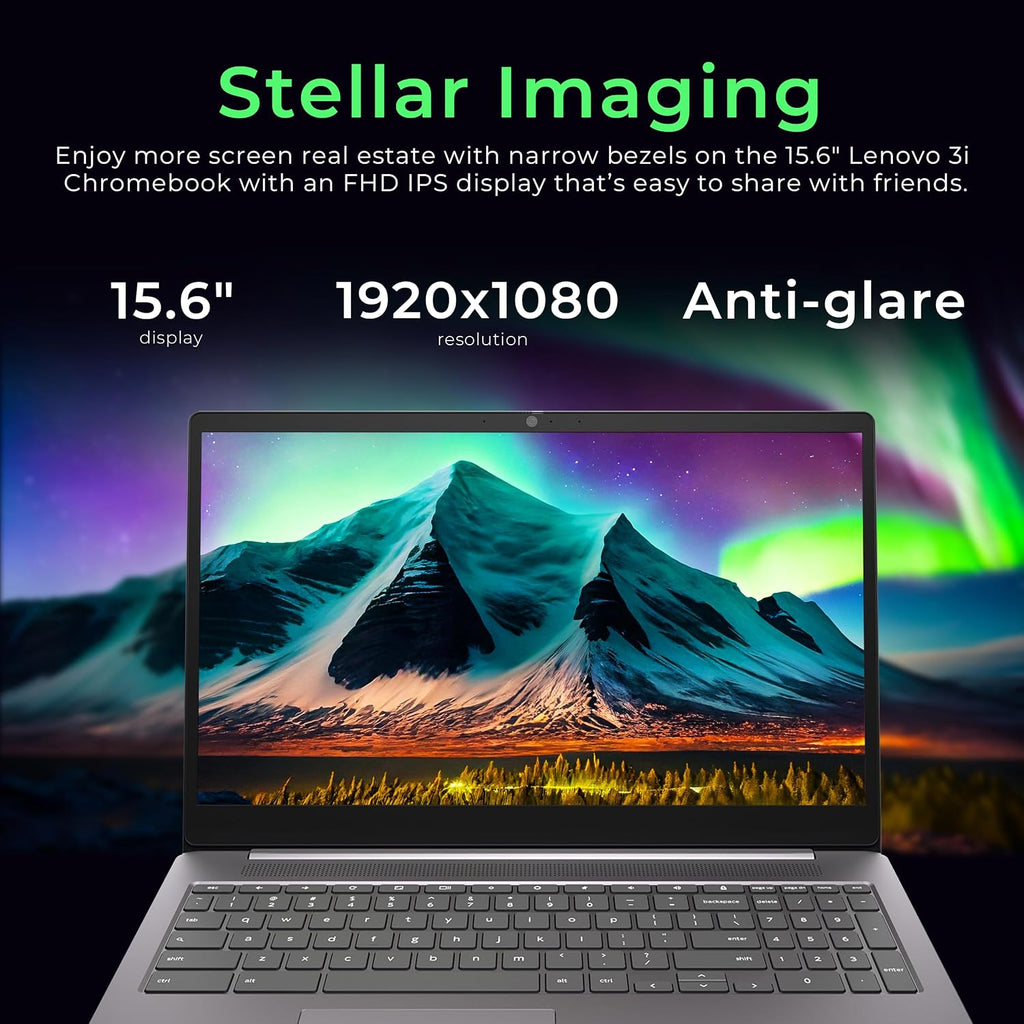 Lenovo IdeaPad 3 15.6' FHD Anti-Glare Chromebook, Intel Celeron N4500, 4GB LPDDR4 RAM, 352GB Storage (64GB SSD + 288GB Docking Station Set), HD Camera, HD Audio, Wi-Fi 6, Bluetooth, Chrome OS, Grey