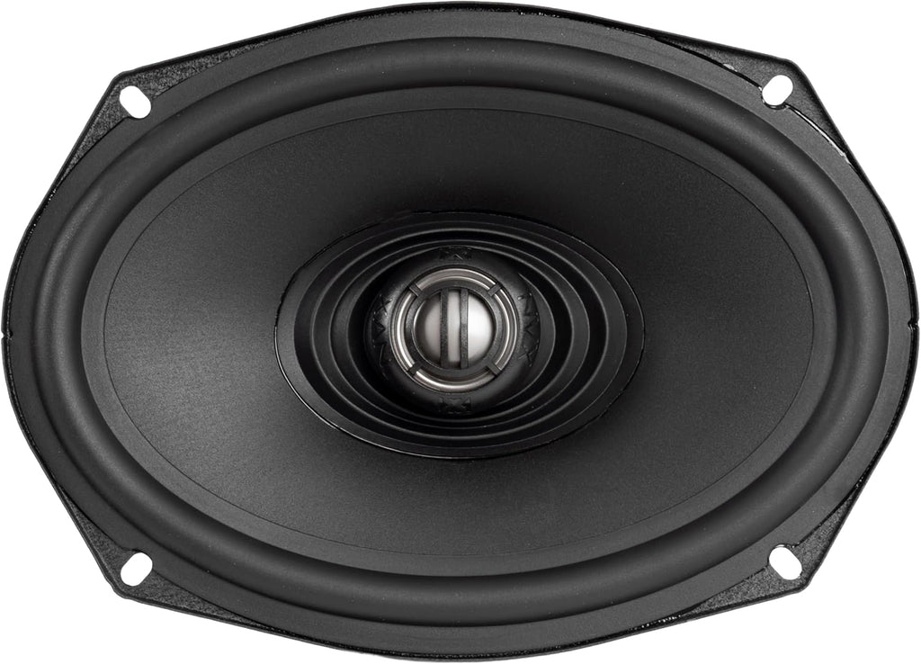 NVX® XFHD69L Premium 6x9' Motorcycle Speakers, 800W Peak (400W RMS), 2-Ohm Aftermarket Saddlebag Lid Coaxials with 1' Titanium Tweeters, Waterproof, for Harley-Davidson 1998 up (Pair)