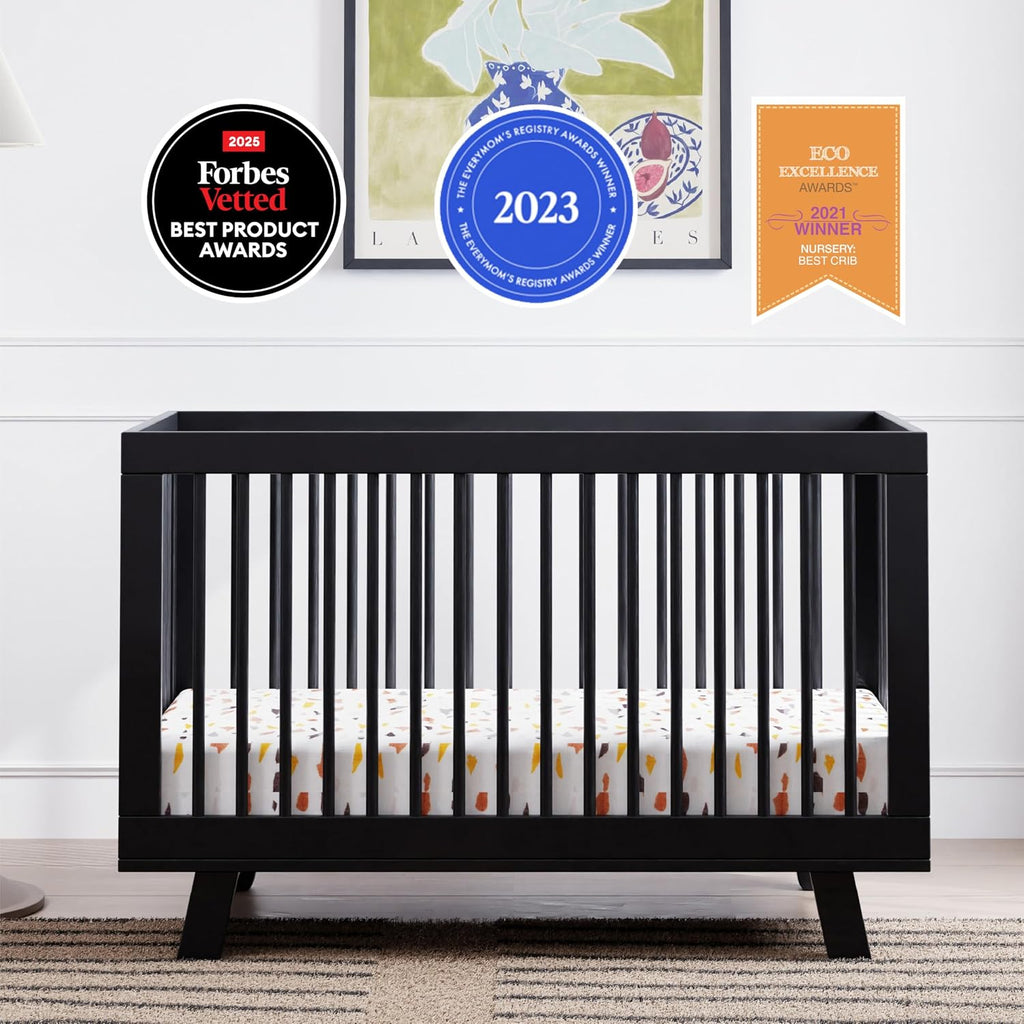 Babyletto Hudson 3-in-1 Convertible Baby Crib - GREENGUARD Gold Certified Convertible Crib to Toddler Bed & Daybed - Wooden Baby Bed with 4 Adjustable Mattress Heights - Easy to Assemble - Black