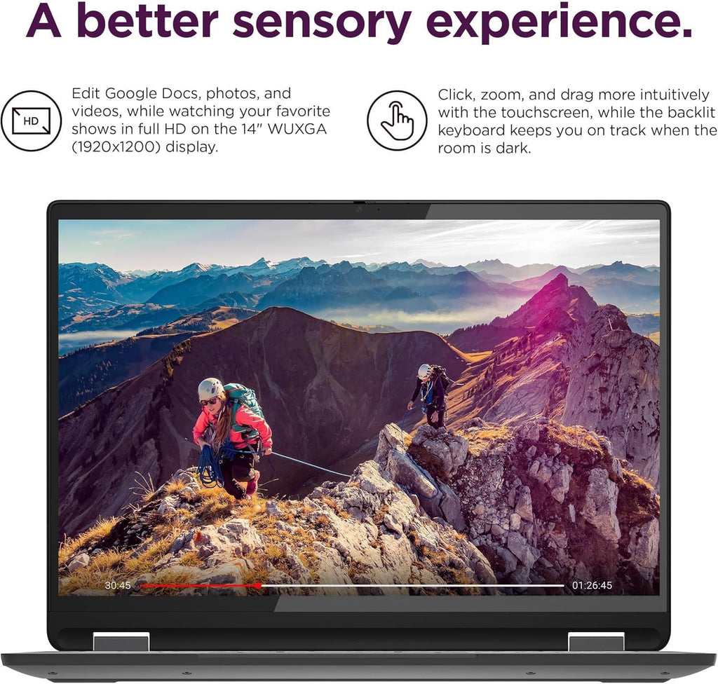 Lenovo IdeaPad Flex 5i Chromebook Plus 2-in-1 Laptop (14' FHD+ Touchscreen, Intel 6-Core i3-1315U, 8GB RAM, 384GB Storage(256GB+128GB IST SD)) Business, Home, Students, Webcam, Backlit KB, Chrome OS