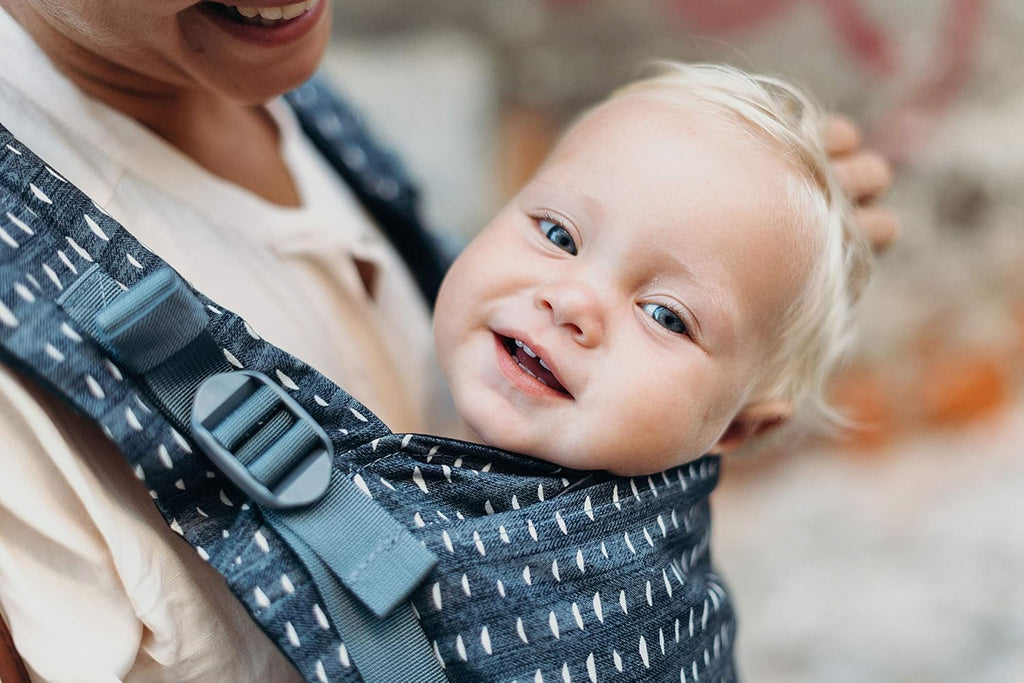 Boba X Baby Carrier - Newborn to Toddler Adjustable, 2-in-1 Convertible Front and Backpack Carrier 7 to 45 lbs, Ergonomic Baby Carrier with Crossable Straps (Denim Rain)