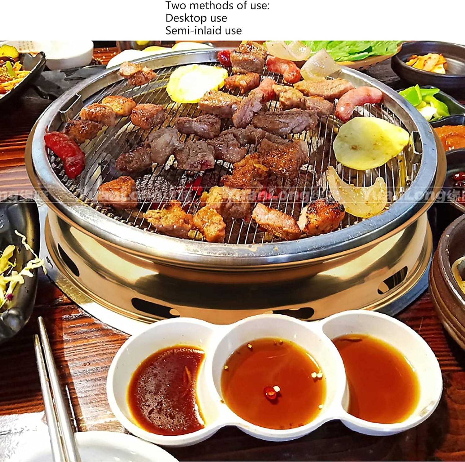BBQ Barbeque Barbecue Grill, BBQ, Multifunctional Charcoal Barbecue Grill, Household Korean BBQ Grill, Commercial Titanium Grill (Color : A)