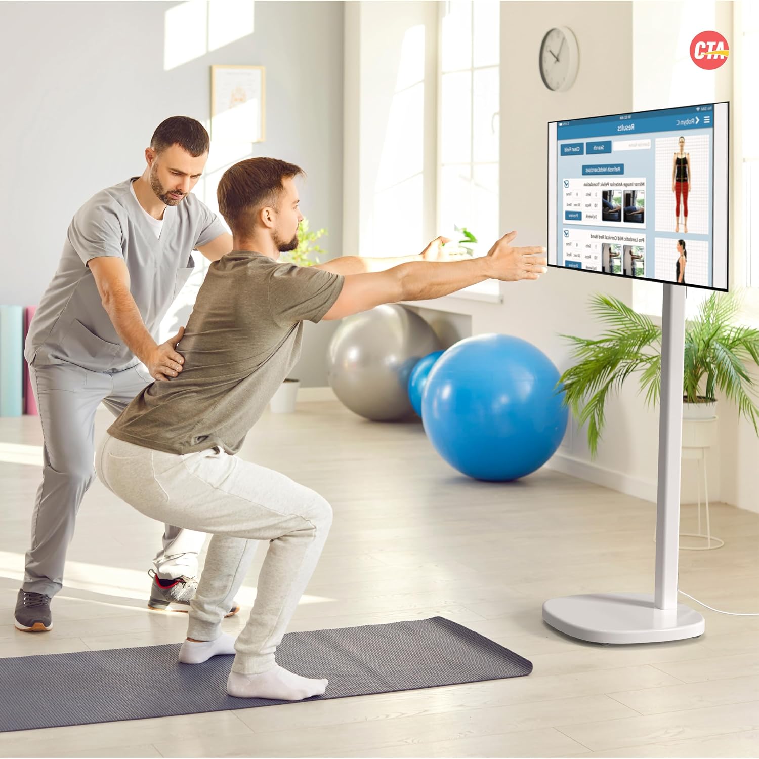 CTA Ergonomic Floor Stand For Monitors & TV's Up To 35-inches & 22 lbs - Mobile Stand With Anti-Knockdown Base & Height Adjustable - Commercial Grade - (ADD-MSADFS)
