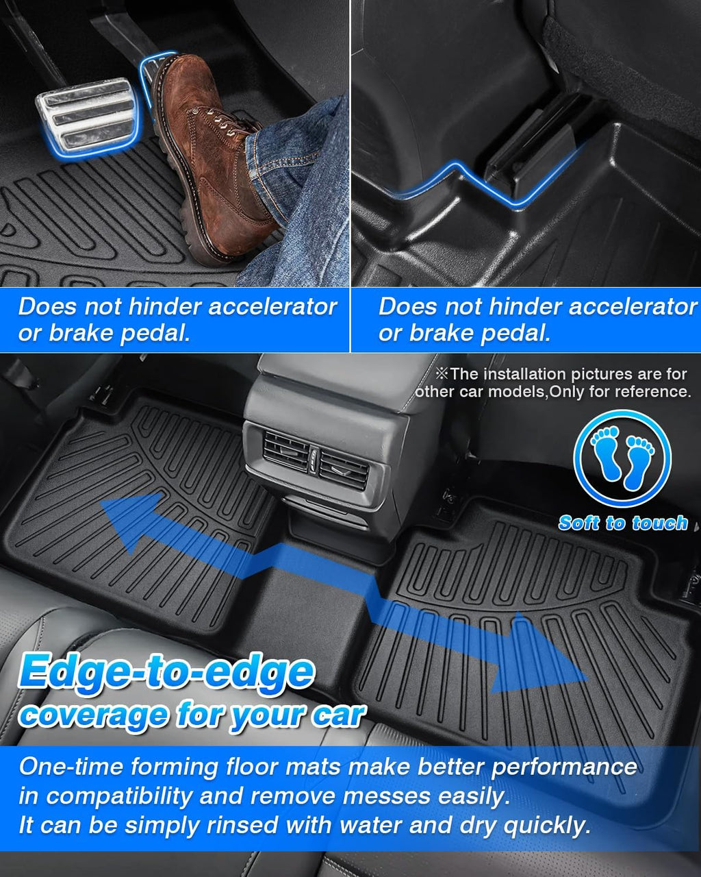 Cartist Floor Mats and Cargo Liner Fit for Hyundai Kona 2024 2025 2026 (No Electric Model) Limited | N Line | SE | SEL Accessories All Weather TPE 1st & 2nd Row Car Rear Trunk Mats