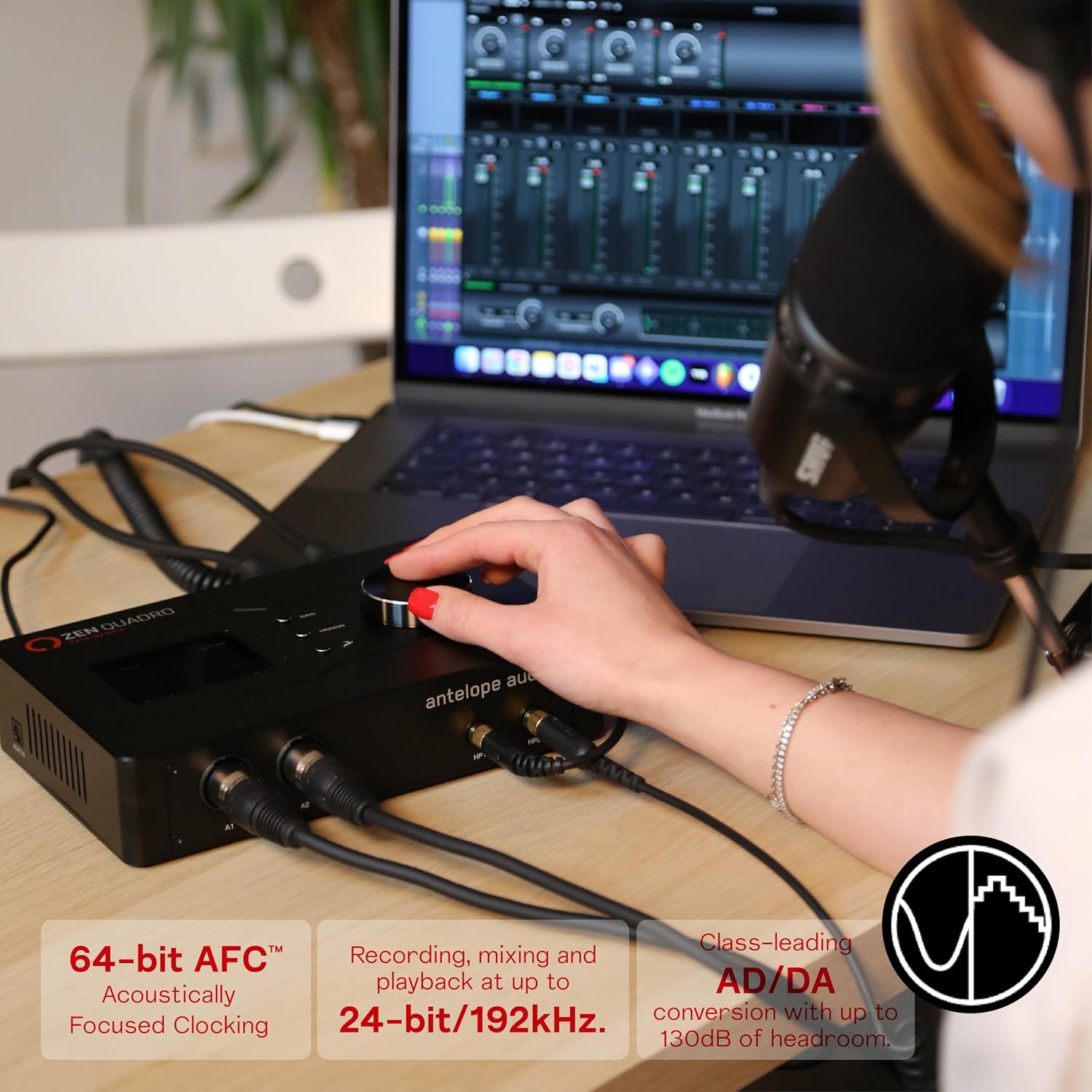 Antelope Audio Zen Quadro USB-C Podcast & Recording Interface — 4 Discrete Studio-Grade Mic Preamps, Pro Conversion & Clocking, Built-In Studio Effects — Bus-Powered — 14-In/10-Out