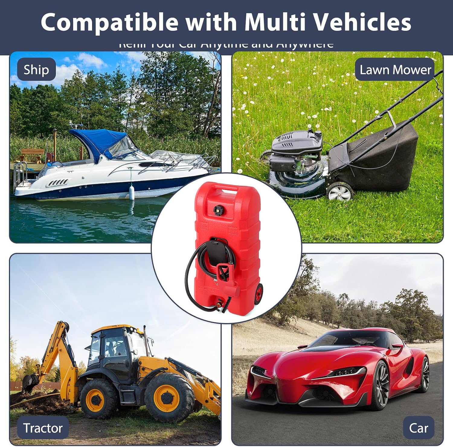 GAOMON Fuel Caddy, 15 Gallon Portable Gas Fuel Tank Container with LE Fluid Transfer Siphon Pump and 10ft. Delivery Hose, Diesel Storage Can On-Wheels for Cars, Lawn Mowers, ATVs, Boats