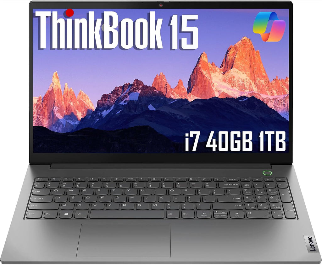 Lenovo ThinkBook 15 Gen 4 Business Laptop (15.6' FHD Anti-Glare, Intel 10-Core i7-1255U, 40GB RAM, 1TB SSD), Thunderbolt 4, Fingerprint, 1080p Webcam, Ethernet, Wi-Fi 6, Win 11 Pro w/Copilot, Grey