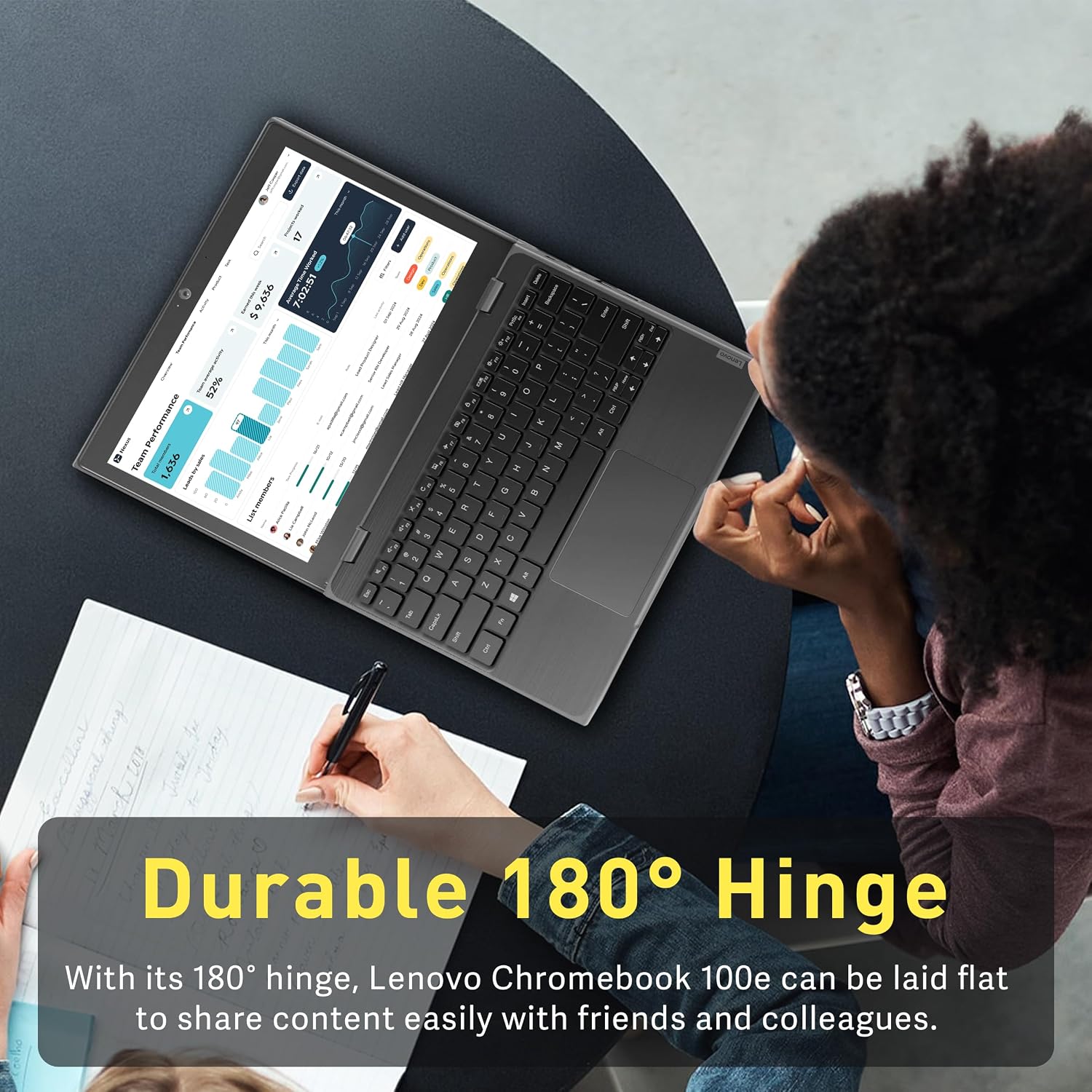 Lenovo Chromebook 100e (2nd Gen) 11.6' HD Laptop, MediaTek MT8173C, 4GB LPDDR3, 32GB eMMC, Integrated PowerVR GX6250, 720P HD Webcam, WiFi 5, Chrome OS, Black (Renewed)