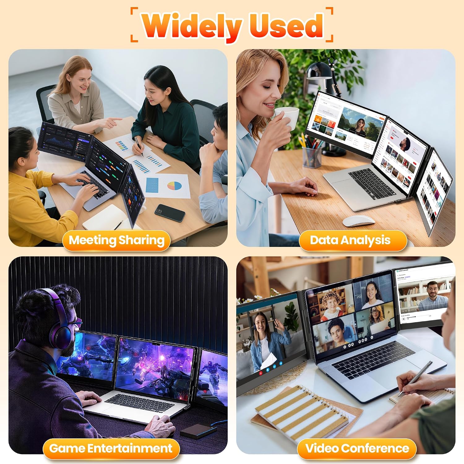 Laptop Screen Extender Triple Monitor, 15.6' FHD 1080P USB-C One Cable Plug n Play Portable Monitor for Laptops 13-17', 0.16' Ultra-Slim Travel Monitor for Mac/Win/Android (Driver Required)