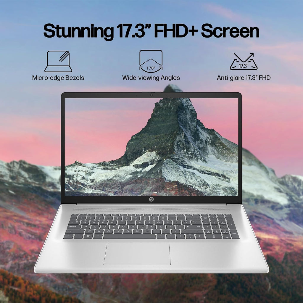 HP Laptop for Business and Student, 17.3' FHD IPS Display, 6-cores AMD Ryzen 5 5500U (Up to 4.0GHz), 16GB RAM, 512GB PCIe SSD, Webcam, FP Reader, Keypad, BT, HDMI, USB-C, PDG HDMI Cable, Win 11 Pro
