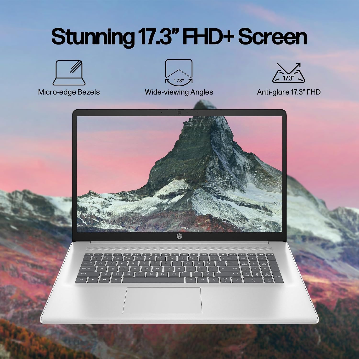 HP Laptop for Business and Student, 17.3' FHD IPS Display, 6-cores AMD Ryzen 5 5500U (Up to 4.0GHz), 16GB RAM, 512GB PCIe SSD, Webcam, FP Reader, Keypad, BT, HDMI, USB-C, PDG HDMI Cable, Win 11 Pro