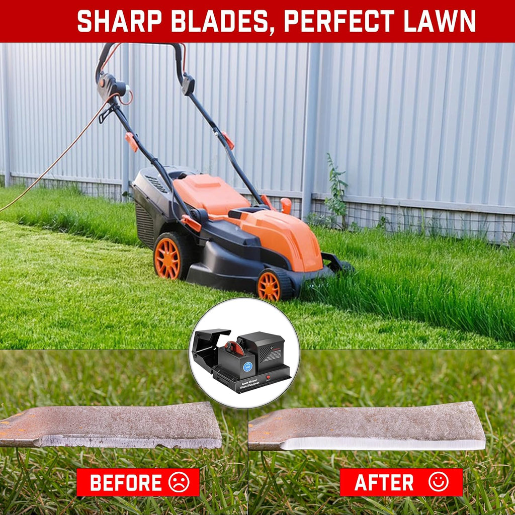Lawn Mower Blade Sharpener Machine, 7' Bench Grinder with Ceramic Wheel & Sanding Kit, Heavy Duty Blade Sharpening Tool for High Lift, Low Lift, Gator & Flat Blades