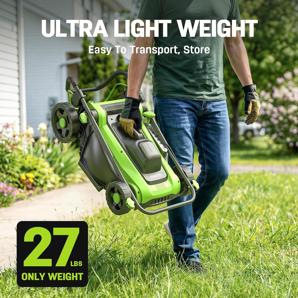 Steelite 16-Inch 1800W Corded Electric Lawn Mower, Powerful Rotary Mower for Medium Lawns, with Grass Collection Bag & Height Adjustment