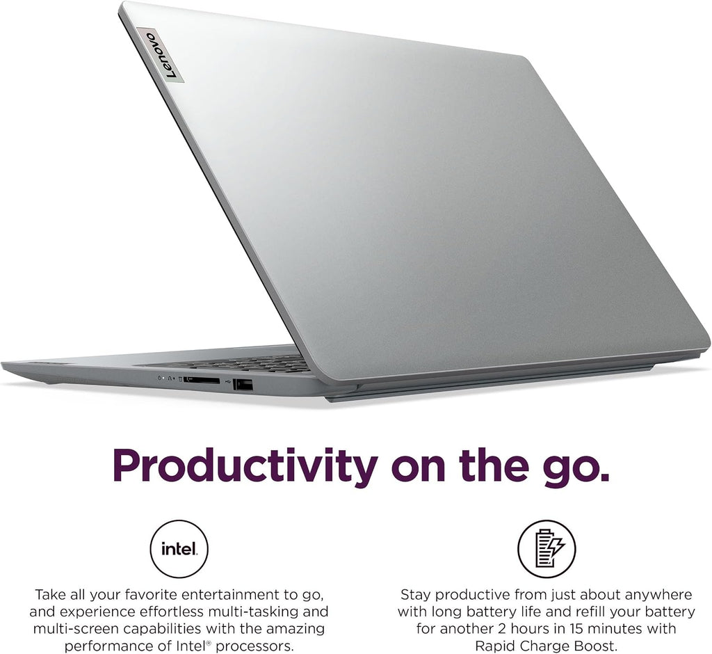 Lenovo 15.6' Laptop Computer (8GB, 256GB Storage (128GB eMMC + 128GB SSD), 1-Year Microsoft Office 365, Intel Dual Core) IdeaPad 1i for Business, Student, Numeric Keypad, Wi-Fi 6, Win 11 Home in S