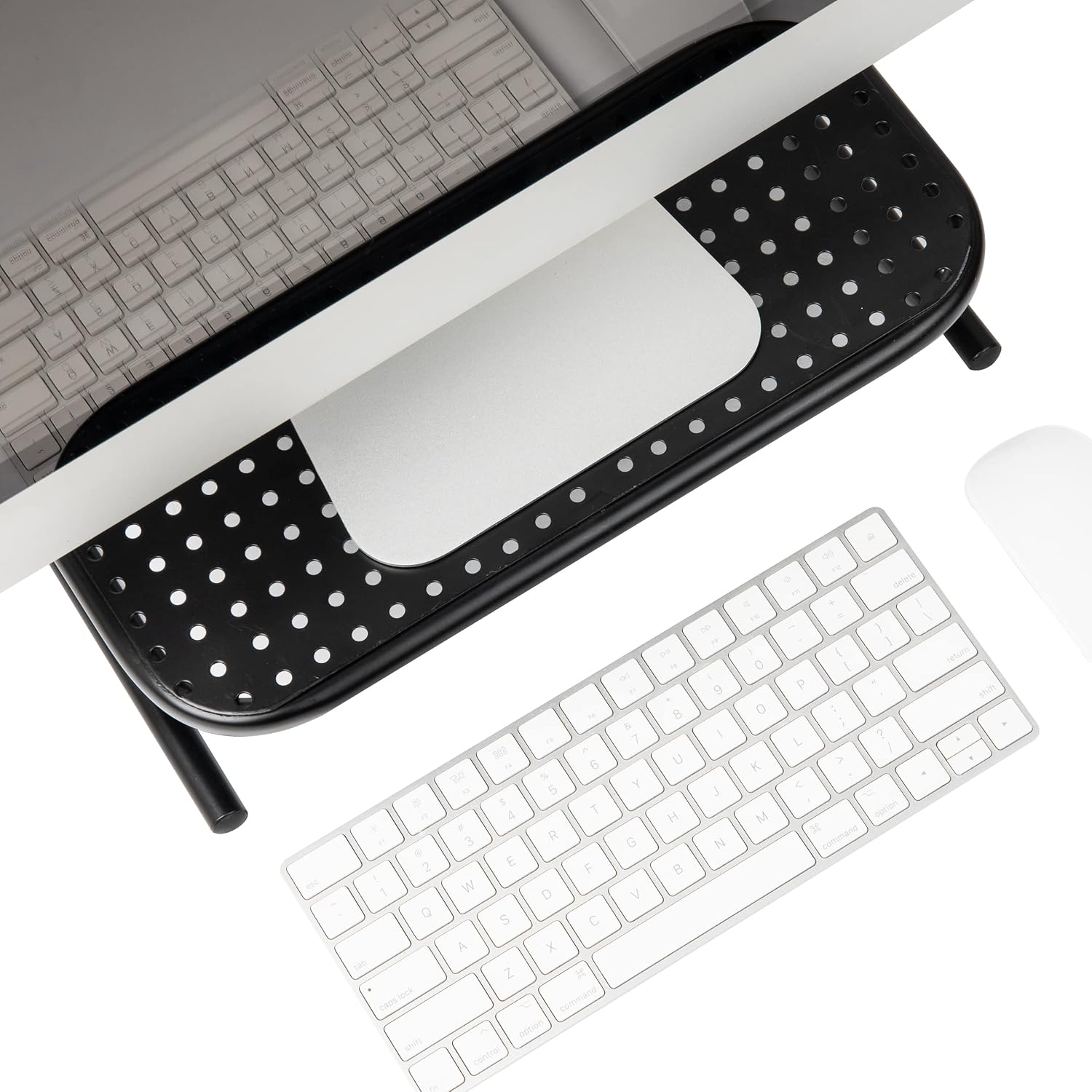 Mind Reader Monitor Stand, Ventilated Laptop Riser, Desktop Organizer, Metal, 14.5' L x 11.25' W x 4.25' H, Black (Pack of 8)