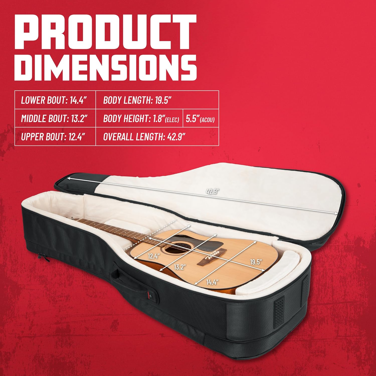 Gator Cases Pro-Go Series Ultimate Guitar Gig Bag, Dual Compartment Fits Acoustic and Electric Guitars (G-PG ACOUELECT)