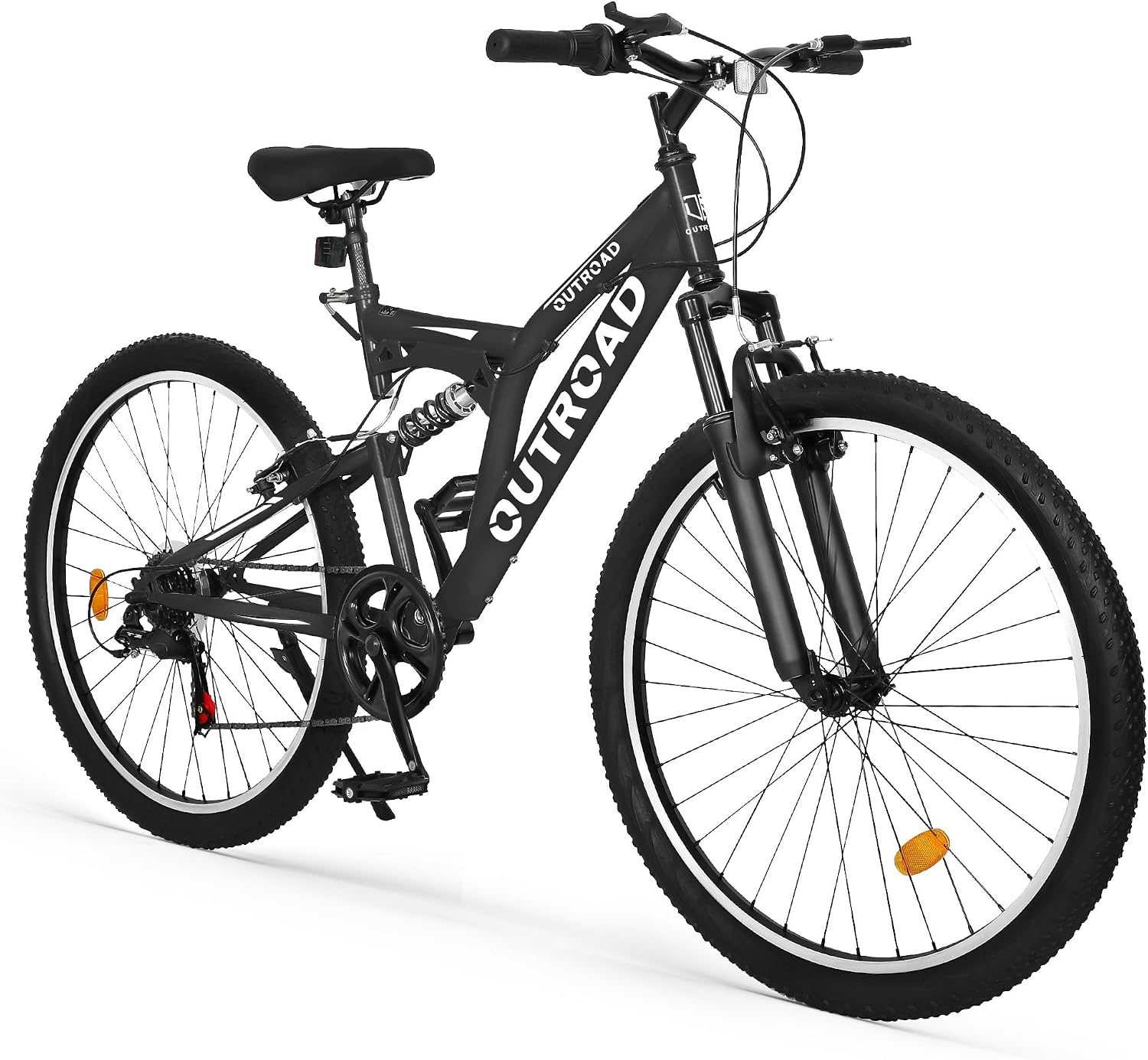 Max4out 26 inch Mountain Bike Dual Full Suspension, Outdoor Hybrid Bikes,7-Speed/High-Carbon Steel, for Men Women Adult, MTB Bicycle with Suspension Fork,Sleek Colors