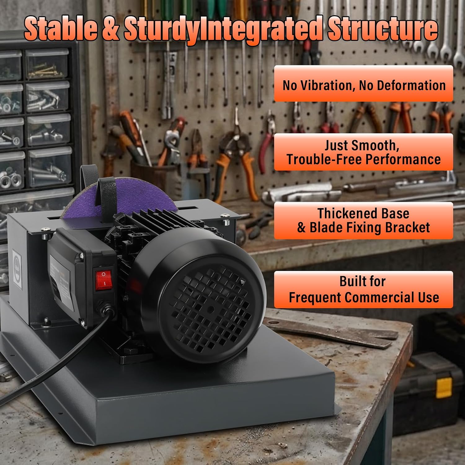 Lawn Mower Blade Sharpener – 1HP 750W Lawnmower Bench Grinder with 9-Inch Ceramic Grinding Wheel, Extra 60-Grit Ceramic Sandpapers, and 30°/40° Brackets for High/Low Lift, Gator & Flat Blades