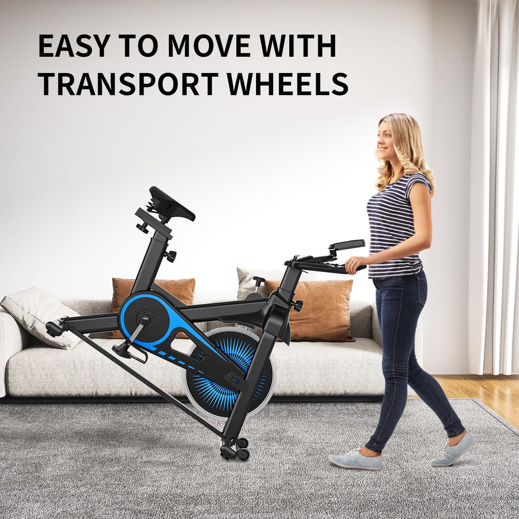 Exercise Bike,Adjustable Resistance Indoor Cycling Bike for Home Exercise - Stationary Bike with Smartphone Holder, LCD Display & Heart Rate Monitor