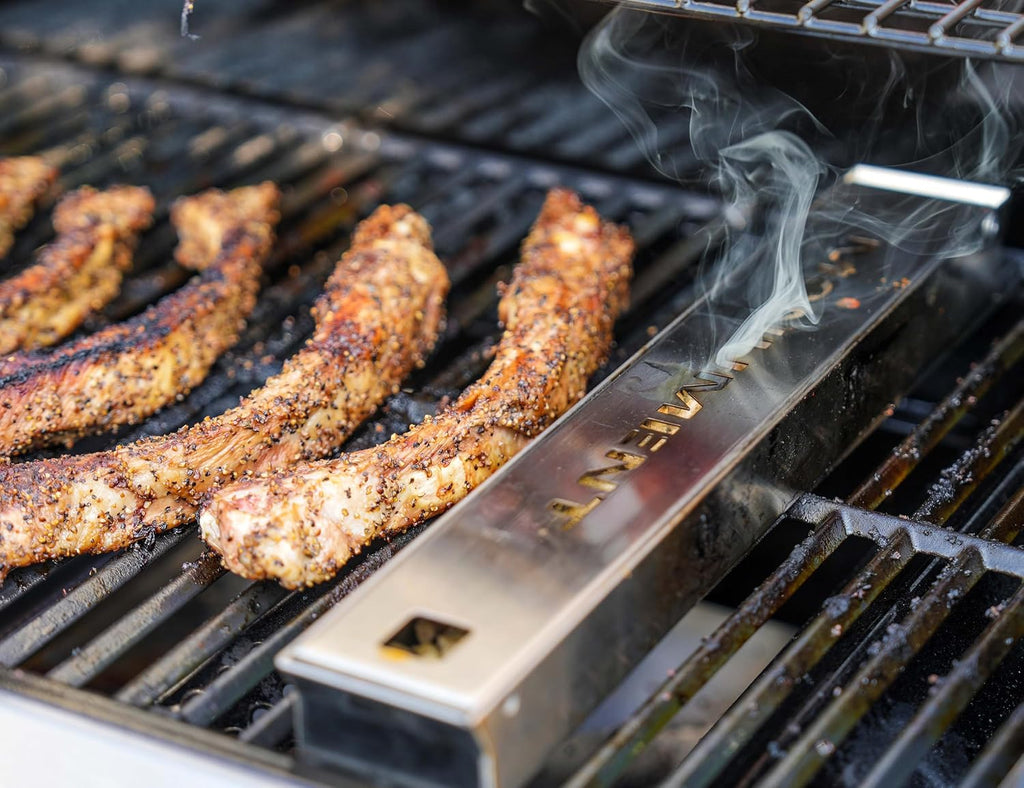 Monument Grills 4+1 Burner Natural Gas Grill with Hose, 50,000 BTU Stainless Steel Outdoor Patio Barbecue Grill with Smoker Box, Fast Heating, Knob Control, M415BZNG