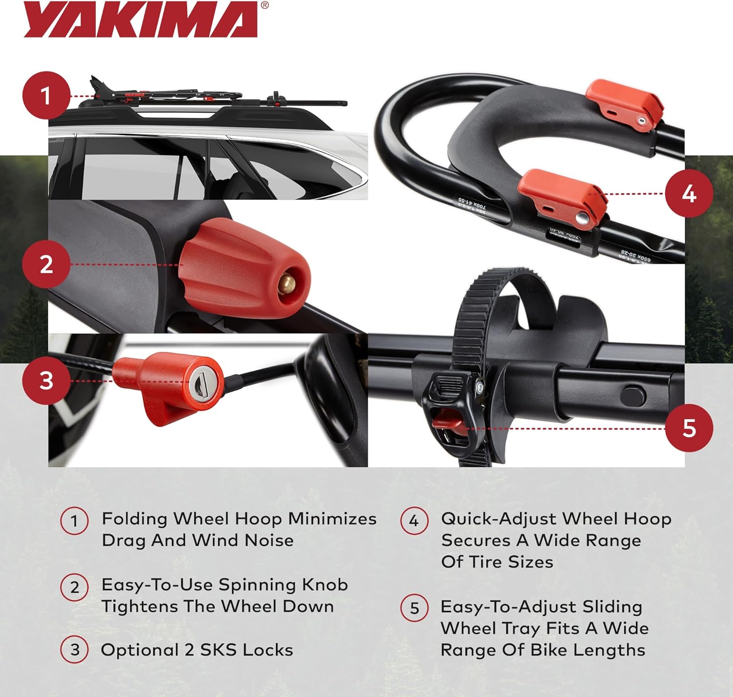 Yakima Rooftop Bike Rack Mount, Heavy-Duty Car & SUV Roof Carrier, FrontLoader, Black - Bicycle Storage Equipment and Accessories for Vehicles