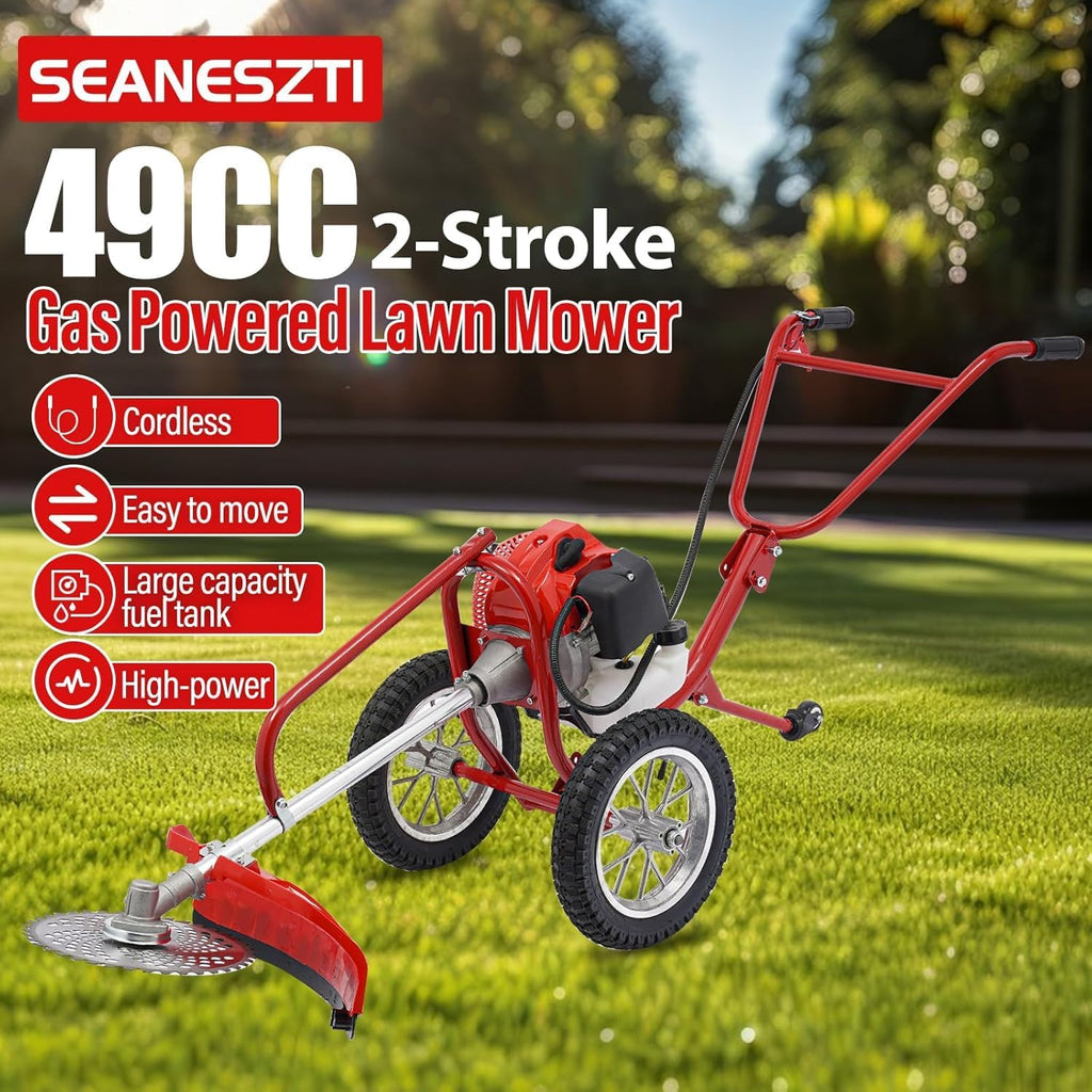 49CC 2-Stroke Gas Mower Grass Trimmer for Garden,Hand Push Weeding Machine Grass Cutter Garden Tool,Portable Multifunction Gas Brush Cutter String Trimmer for Yard
