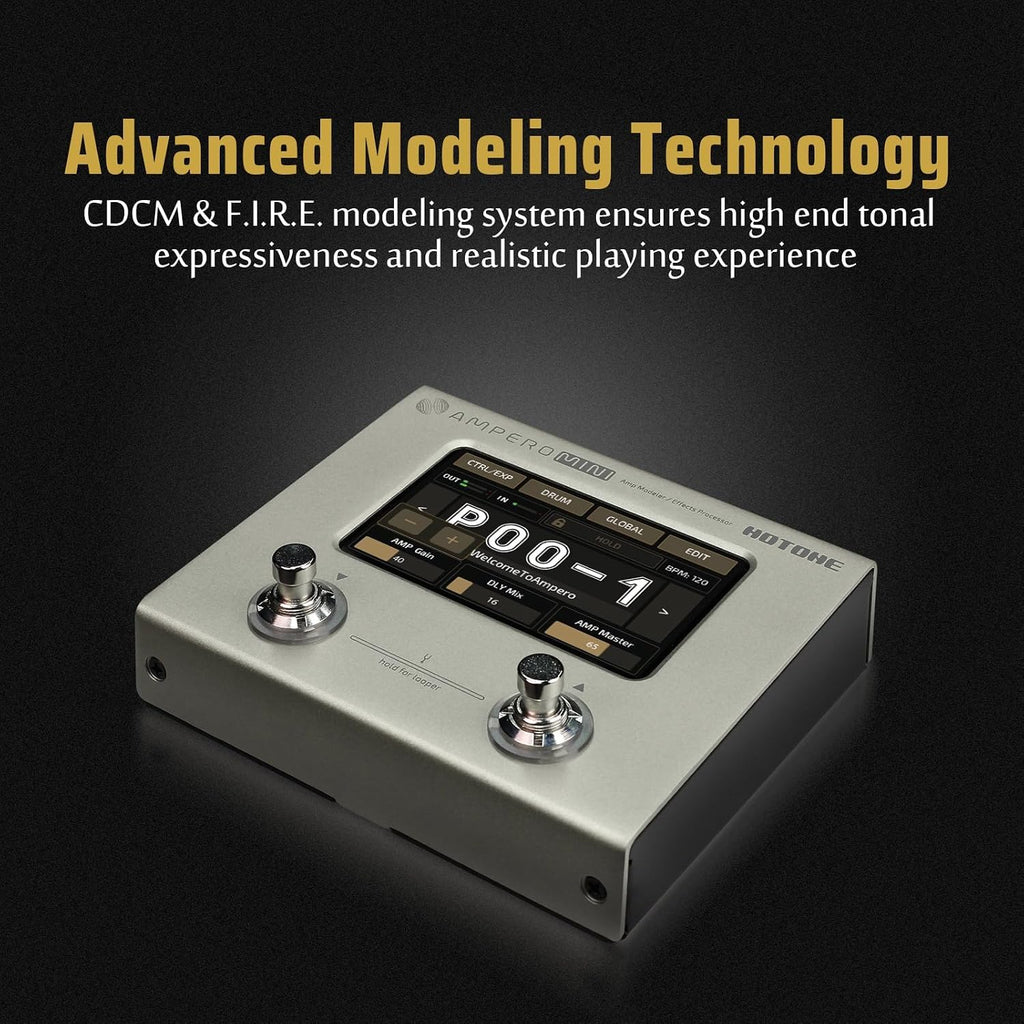 HOTONE Multi Effects Processor Pedal Guitar Bass Amp Modeling IR Cabinets Simulation Multi LanguageStereo OTG USB Audio Interface Ampero Mini MP-50 (Include 10 PCS Additional Footswitch Toppers)