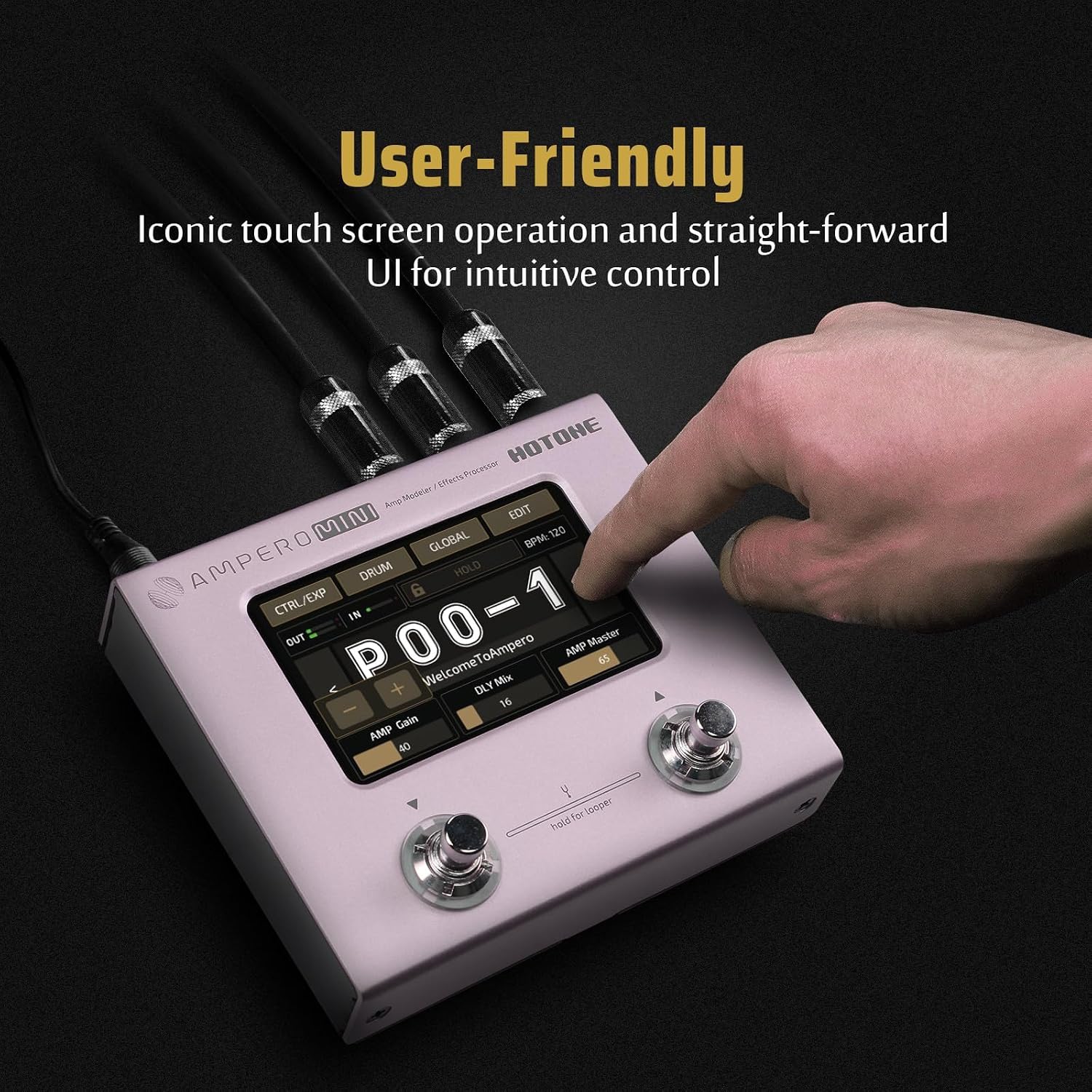 HOTONE Multi Effects Processor Pedal Guitar Bass Amp Modeling IR Cabinets Simulation Multi LanguageStereo OTG USB Audio Interface Ampero Mini MP-50 (Include 10 PCS Additional Footswitch Toppers)
