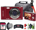 Minolta MND20 44 MP 2.7K Quad HD Digital Camera (Red) Bundle with 32GB Memory Card + 12 Inch Flexible Vlogging Tripod + Memory Card Wallet + USB Card Reader + More
