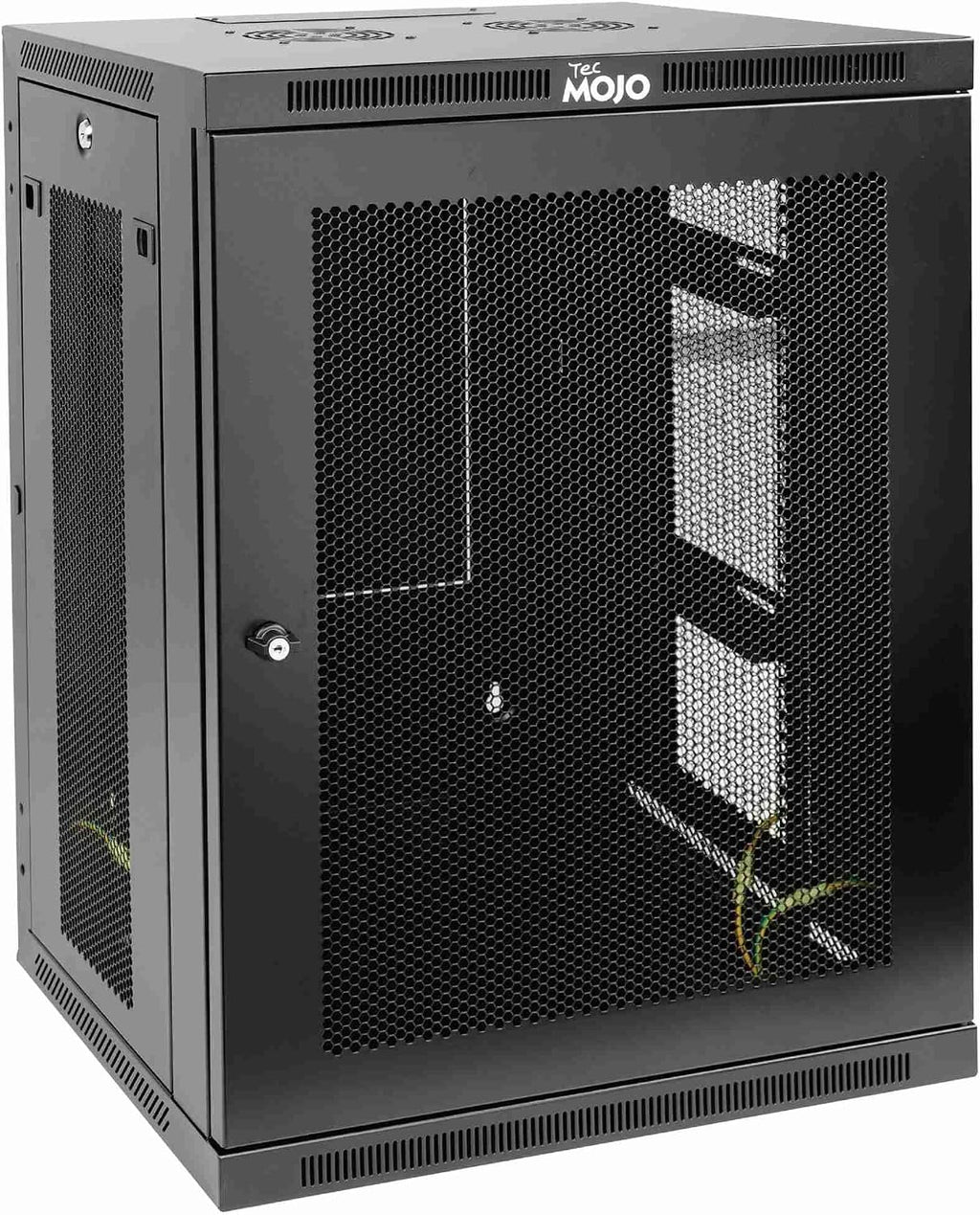 Tecmojo 15U Wall Mount Rack,15U Rack 17.7 Inch Depth,Hold Up to 176 Lbs,Enclosed Wall Mount Rack Kit for 19 Inch Network,Server and AV Gear,Mesh Door(Elite Collection)