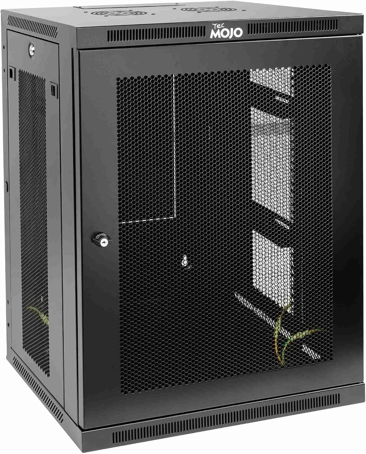 Tecmojo 15U Wall Mount Rack,15U Rack 17.7 Inch Depth,Hold Up to 176 Lbs,Enclosed Wall Mount Rack Kit for 19 Inch Network,Server and AV Gear,Mesh Door(Elite Collection)