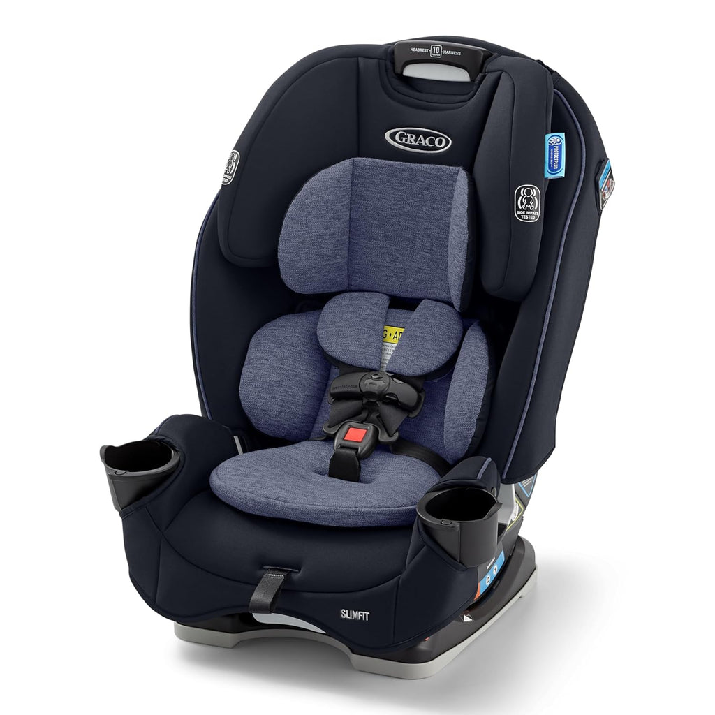 Graco® Slimfit 3-in-1 Convertible Car Seat, Ultra-Space-Saving Design, Silas, Suitable for Rear and Forward-Facing, Highback Booster Seat with 10-Position Headrest