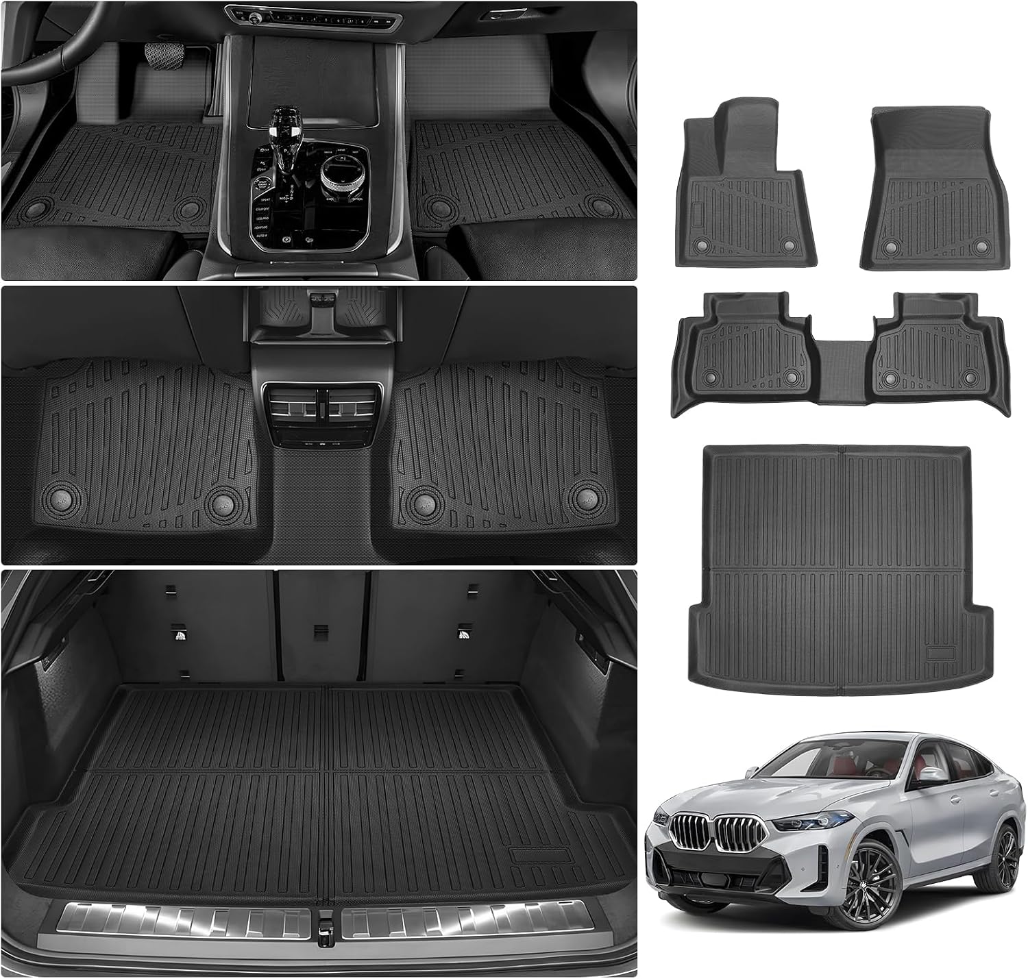 Cartist Floor Mats for BMW X6 2020-2025 2026, All Weather Cargo Liner for X6 Accessories, Heavy Duty Car Mats for BMW X6 M/M50i/sDrive40i/xDrive40i G06, Car Accessories