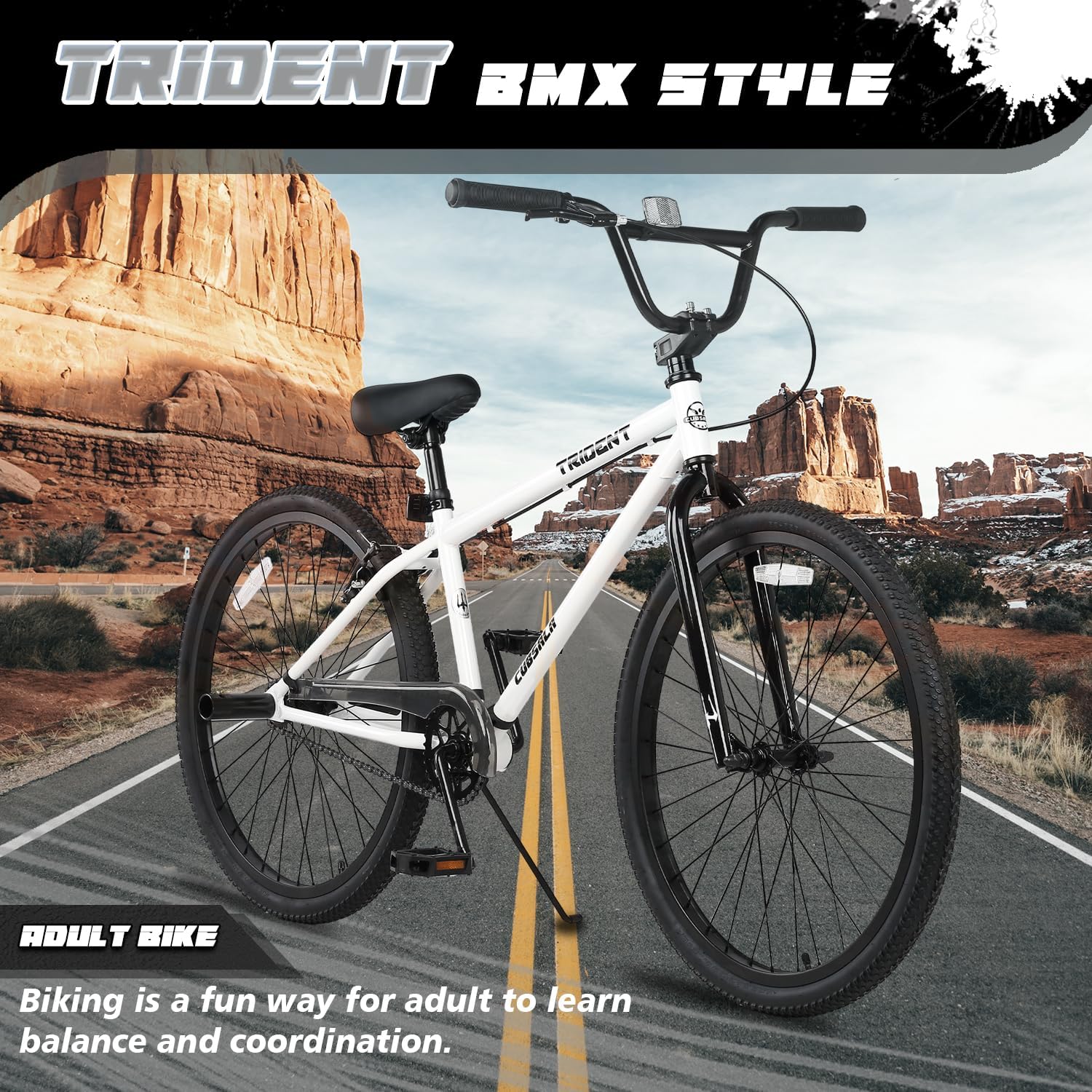 cubsala 20 24 26 Inch BMX Race Bike Trident Bicycles Beginner-Level to Advanced Riders with 2 Pegs, Multiple Colors