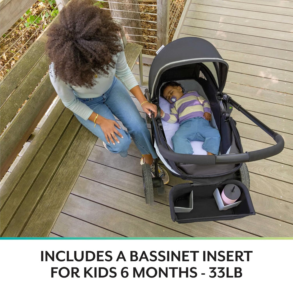 Evenflo Pivot Xplore Dreamz All-Terrain Stroller Wagon with Bassinet Insert (Voyager Green)