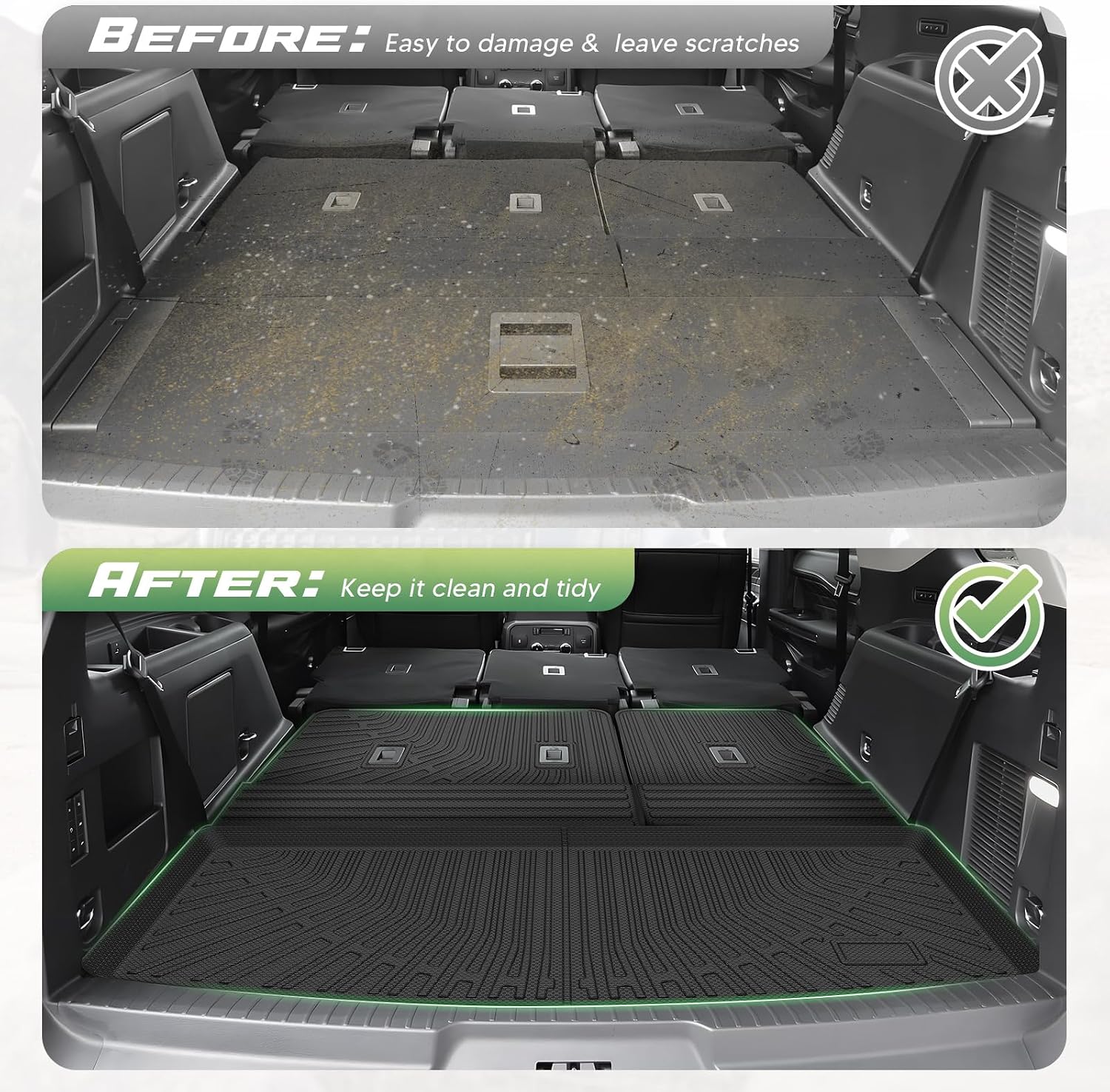 Cartist Floor Mats for Ford Expedition/Lincoln Navigator 7 Seats 2018-2024(Not for Max or L), All Weather Cargo Liner for Expedition Accessories, Heavy Duty Car Mats, Car Accessories