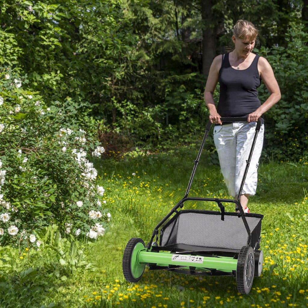 Manual Lawn Mower 20in Home Reel Mower, Cylinder Lawnmower, Push Reel Lawn Mower Adjustable Mowing Height for Lawn Mowing in Villas, Parks, Gardens