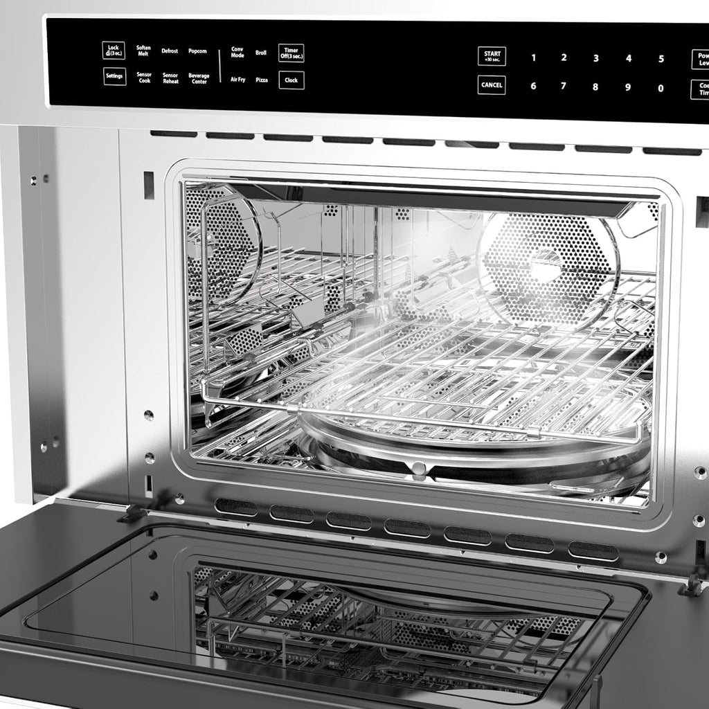 GarveeHome 30 ft Microwave Convection Oven, 1.6 Cu Ft Built In Microwave Oven with Air Fryer-Child Safety Lock-Drop Down Door, 1700W Touch Control-Multiple Cooking Modes, Ideal for Modern Kitchens
