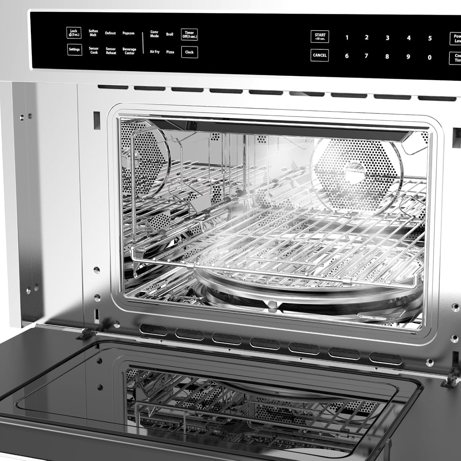 GarveeHome 30 ft Microwave Convection Oven, 1.6 Cu Ft Built In Microwave Oven with Air Fryer-Child Safety Lock-Drop Down Door, 1700W Touch Control-Multiple Cooking Modes, Ideal for Modern Kitchens