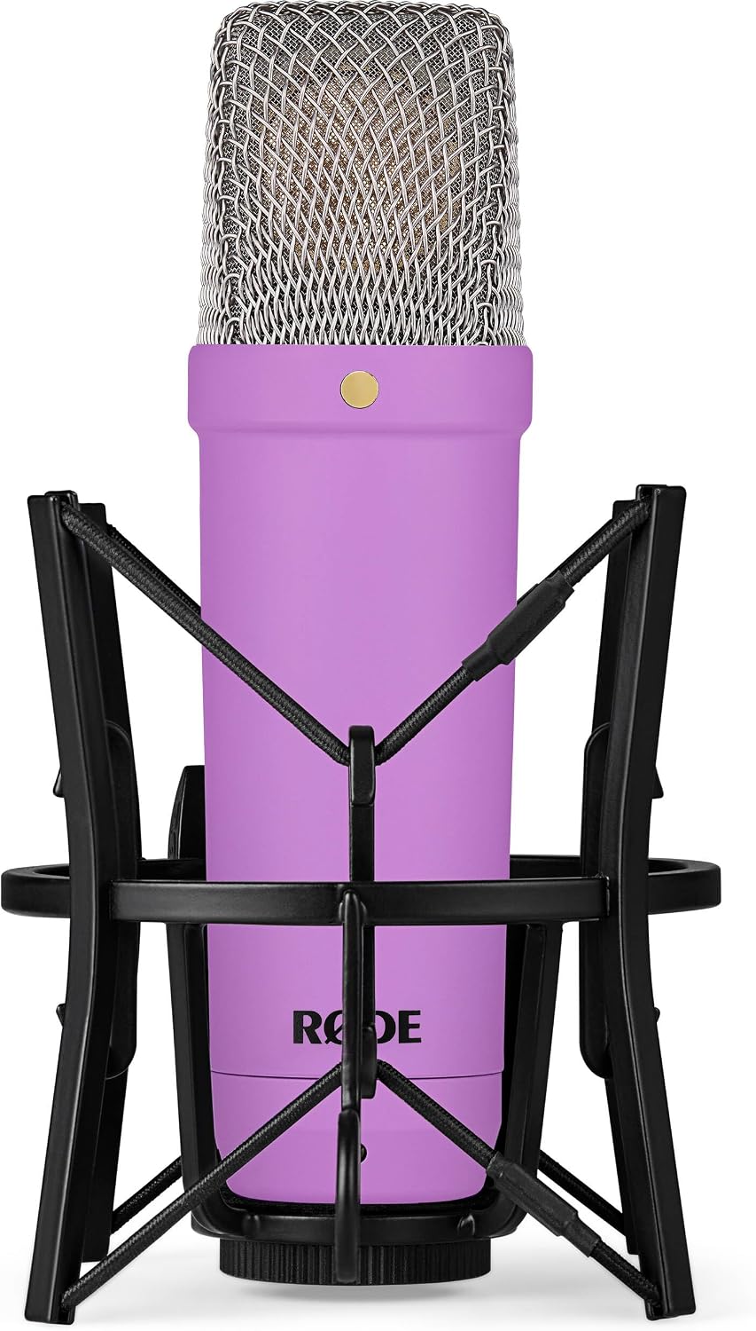 Rode NT1 Signature Series - Purple Condenser Microphone with SM6 Shockmount, Tripod Base Microphone Stand and Pop Filter