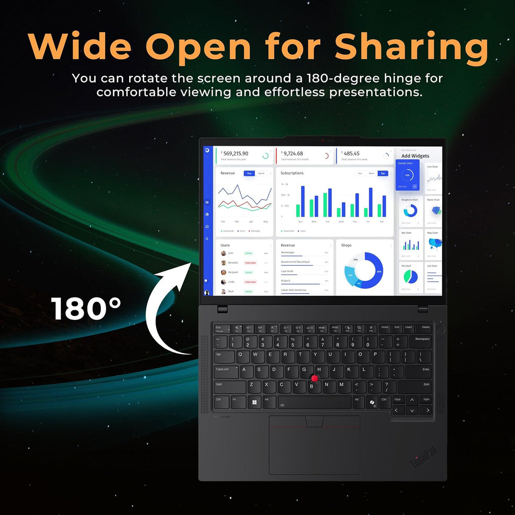 Lenovo ThinkPad T14 Gen 5 14' WUXGA Laptop, Intel Ultra 7 165U-vPro Technology, 32GB RAM, 1.5TB Storage(512GB SSD+1TB Docking Station Set), Backlit Keyboard, Fingerprint, Win11 Pro, Black