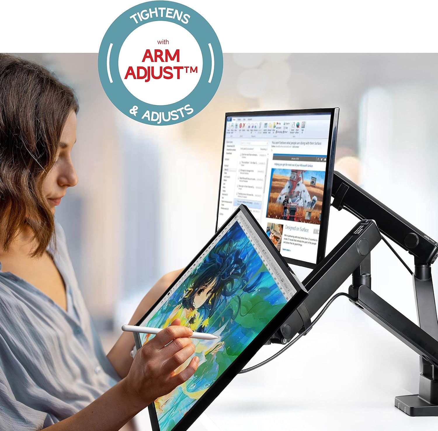 Dual Monitor Arm Stand for 35 Inch Screens - Full Adjustable VESA Mount for 2 Monitors, Heavy Duty Dual Monitor Desk Mount Compatible with C Clamp, Grommet Mounting Base, Holds 26.4lbs per Arm, Black