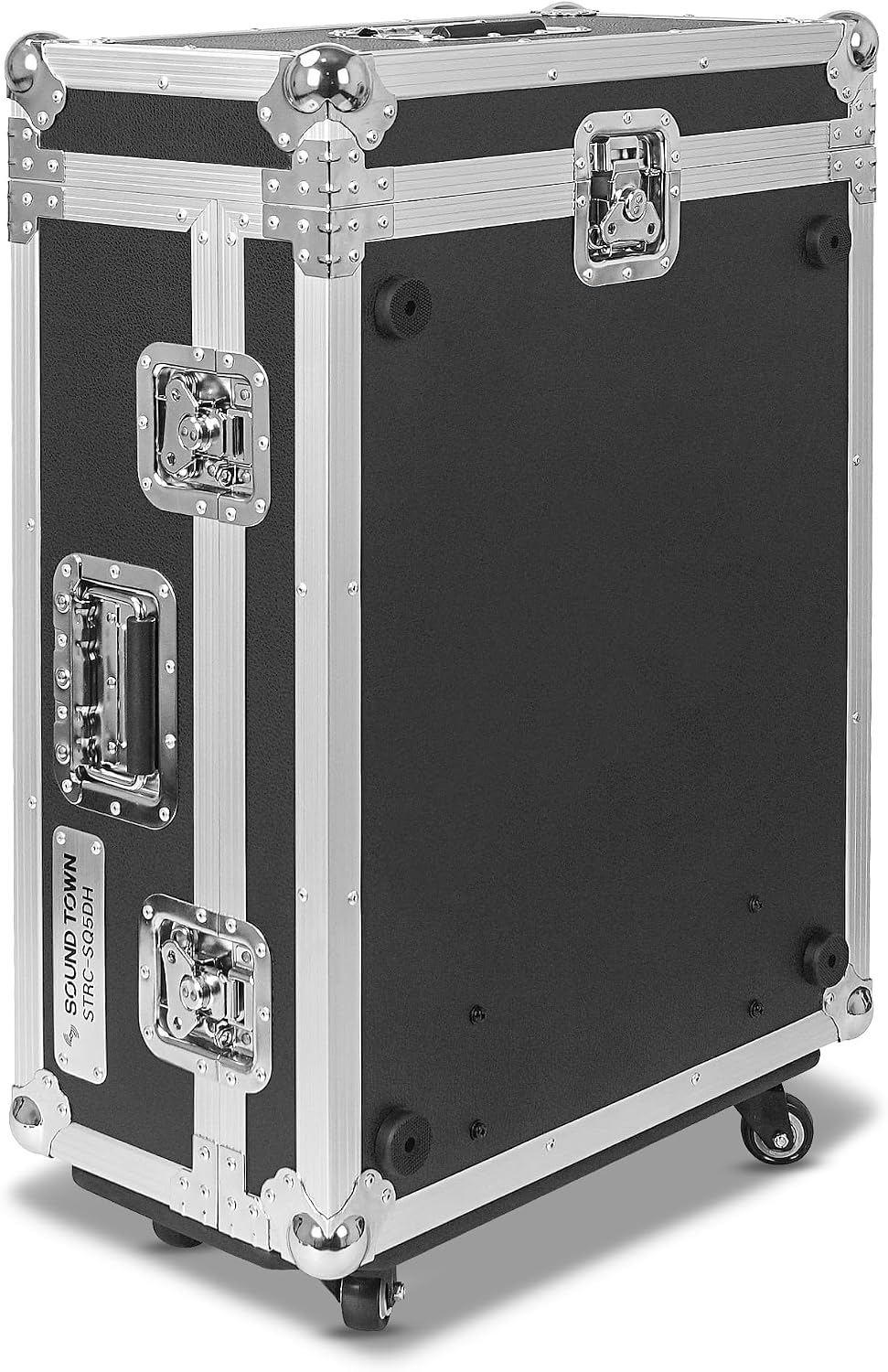 Sound Town ATA Plywood Mixer Case for Allen & Heath SQ5 with Interior Foam Protection, Doghouse, Caster Wheels and Removable 5/8 Inch Birch Plywood Tray (STRC-SQ5DH)