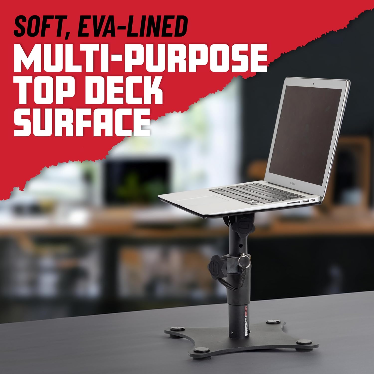 Gator Frameworks Desktop Studio Monitor and Speaker Stands with EVA Foam Padded Surface, Angle Adjustable from 0° to 15° – Set of 2 (GFWSPKSTMNDSK)