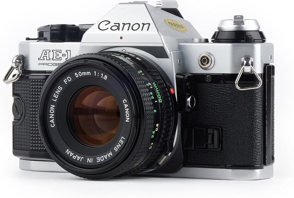 Canon AE-1 Program 35mm SLR Film Camera Kit 50mm MF Lens (Renewed)