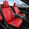 Custom Fit Ford Mustang Convertible Seat Cover 2015 2016 2017 2018 2019 2020 2021 2022 2023 2024 2025 2026, Faux Leather Car Seat Cover Full Set (Convertible-Red+Balck)