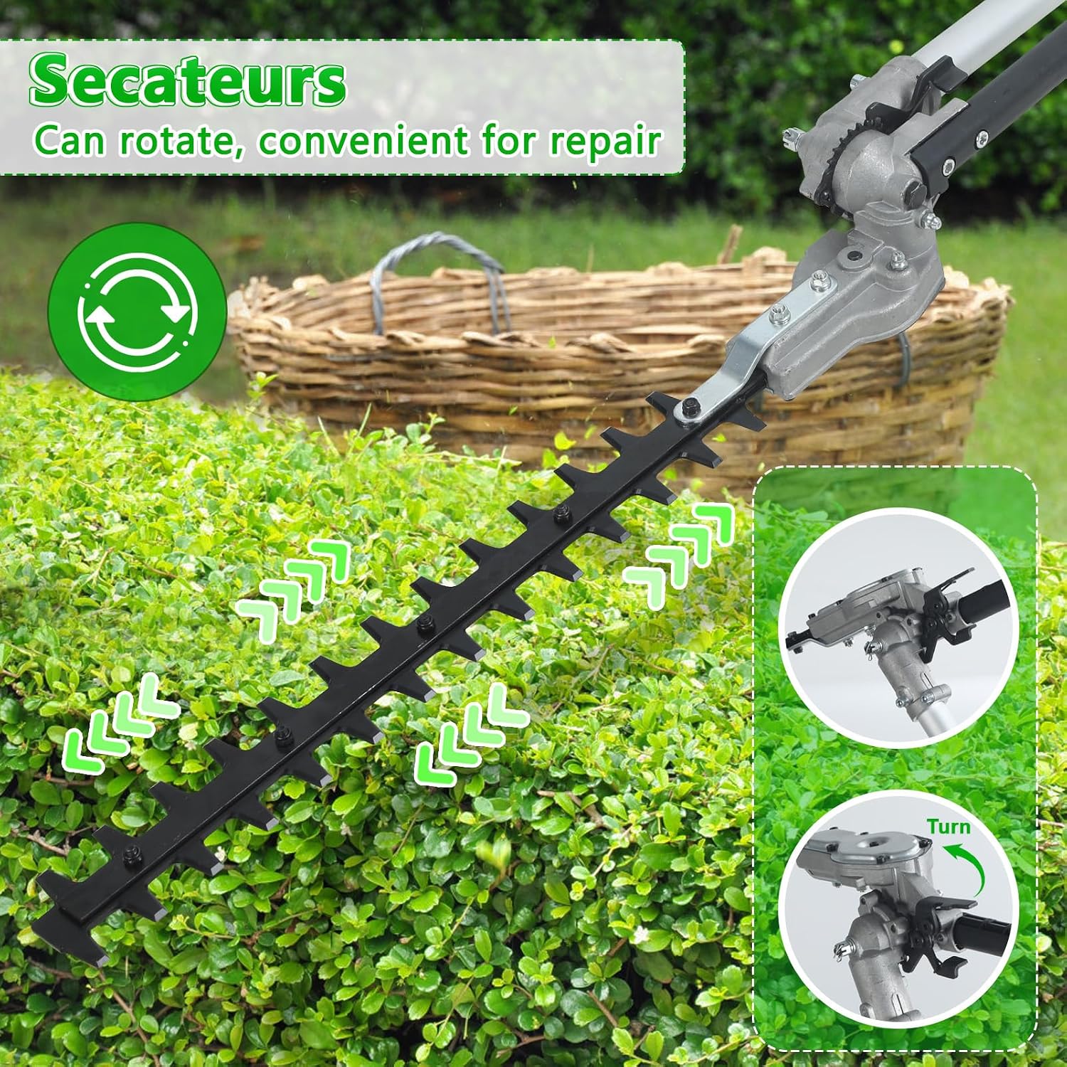 Weed Wacker Gas Powered, 𝟖-𝐢𝐧-𝟏 Multi-Functional Weed Eater Tree Hedge Trimmer Lawn Mower with Hedge Cutter Pole Saw Edger 9500RPM 3000r/min Engine Spee Orange (8 in 1 Orange)