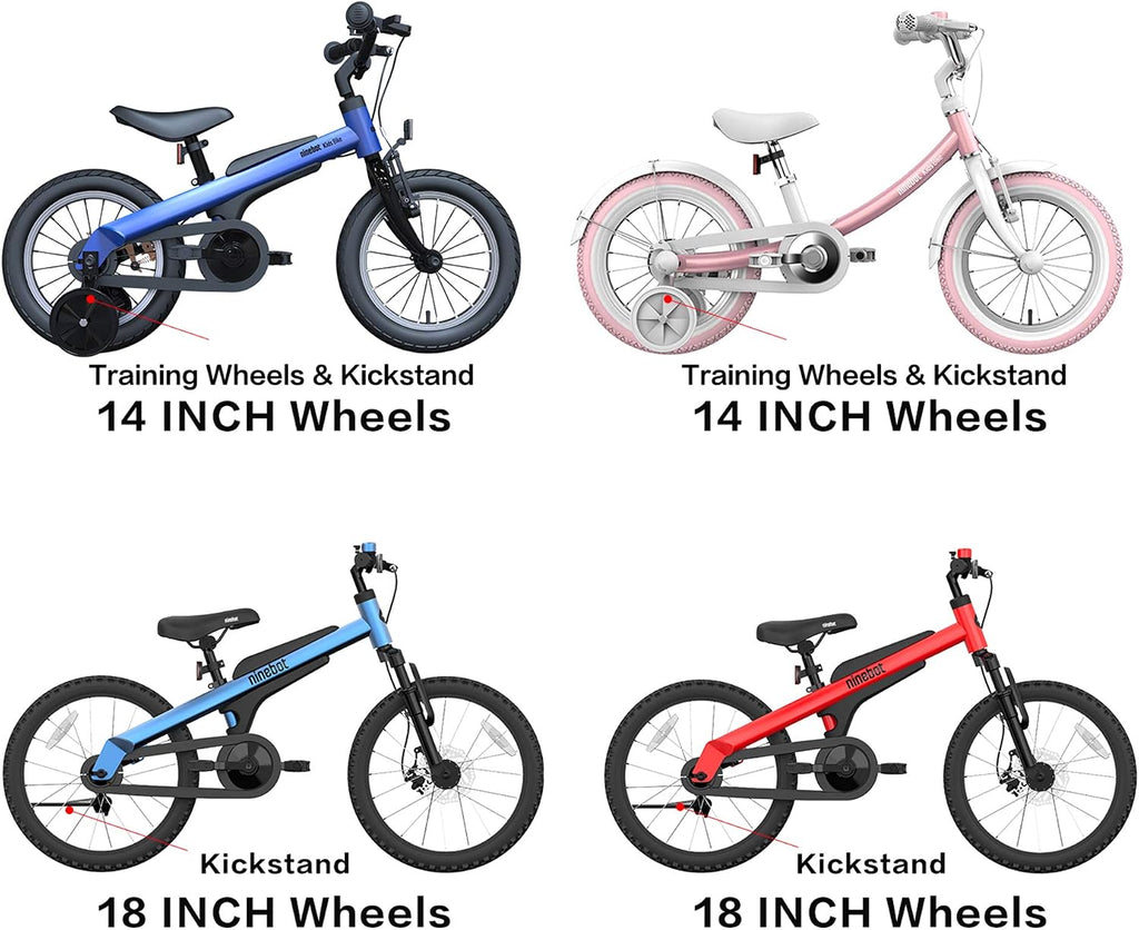 Segway Ninebot 18' Kids Bike Ages 5-10, w/Aerospace Aluminum Frame, Enclosed Chain, Shock Absorbing Suspension, Disc Brakes and Kickstand - Red & Blue
