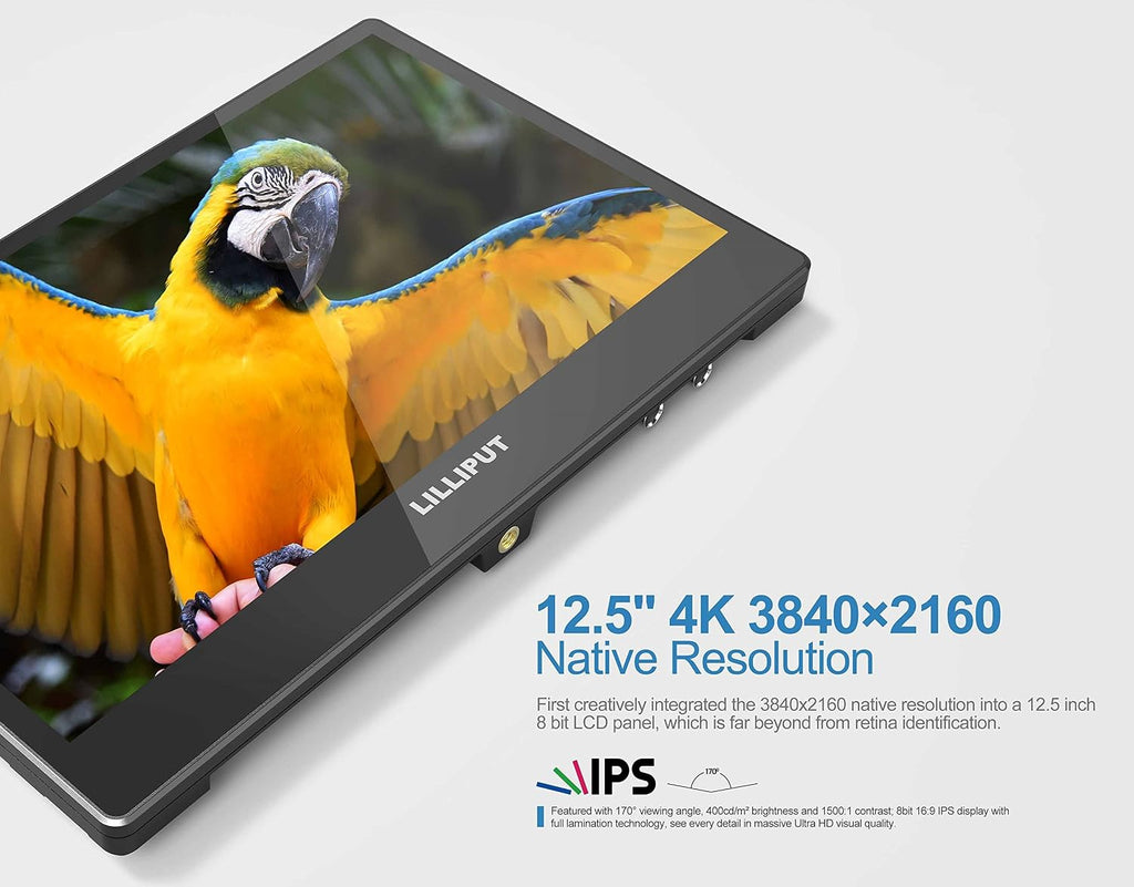 LILLIPUT A12 12.5 Inch 4K Broadcast Monitor 3840×2160 UHD Display, 3G-SDI in & Output, 4×HDMI Multi-Signal Support, Quad View, DP Input, VESA/Stand Mounting, for Studio Live Production