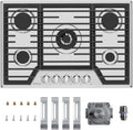 Empava 30' Recessed Gas Stove Cooktop with 5 Italy SABAF Sealed Burner NG/LPG Convertible in Stainless Steel, 30 inches